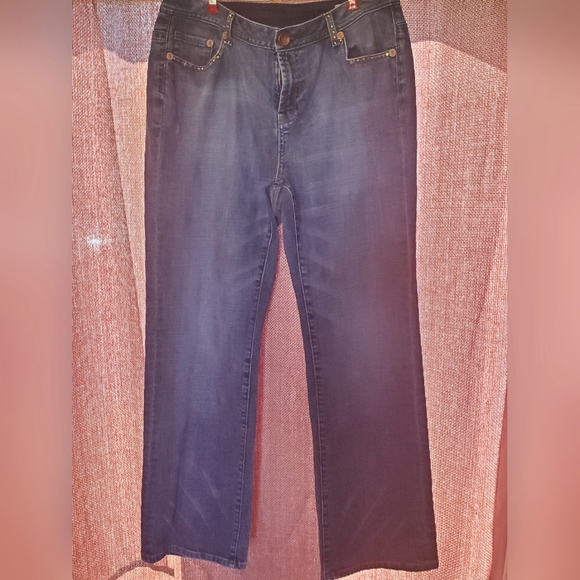 Seven 7 Premium Denim RustGold Rhinestone Embellished SZ 16 x32-33L Like New - Picture 3 of 17